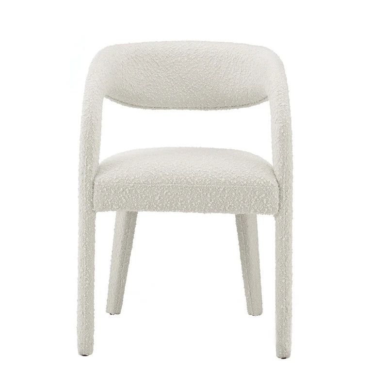 Sillas de comedor tapizadas en Boucle Negro/Marfil/Gris Topo, juego de 2