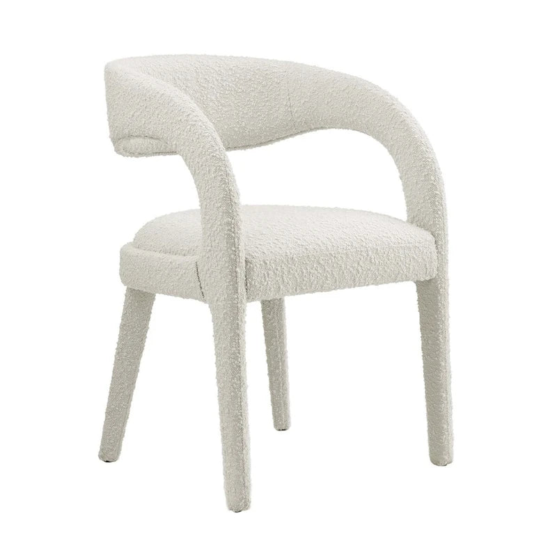 Sillas de comedor tapizadas en Boucle Negro/Marfil/Gris Topo, juego de 2