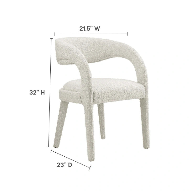 Sillas de comedor tapizadas en Boucle Negro/Marfil/Gris Topo, juego de 2