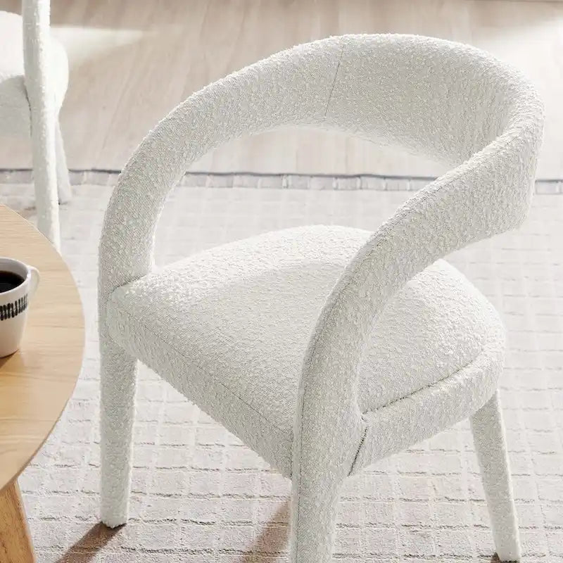 Sillas de comedor tapizadas en Boucle Negro/Marfil/Gris Topo, juego de 2