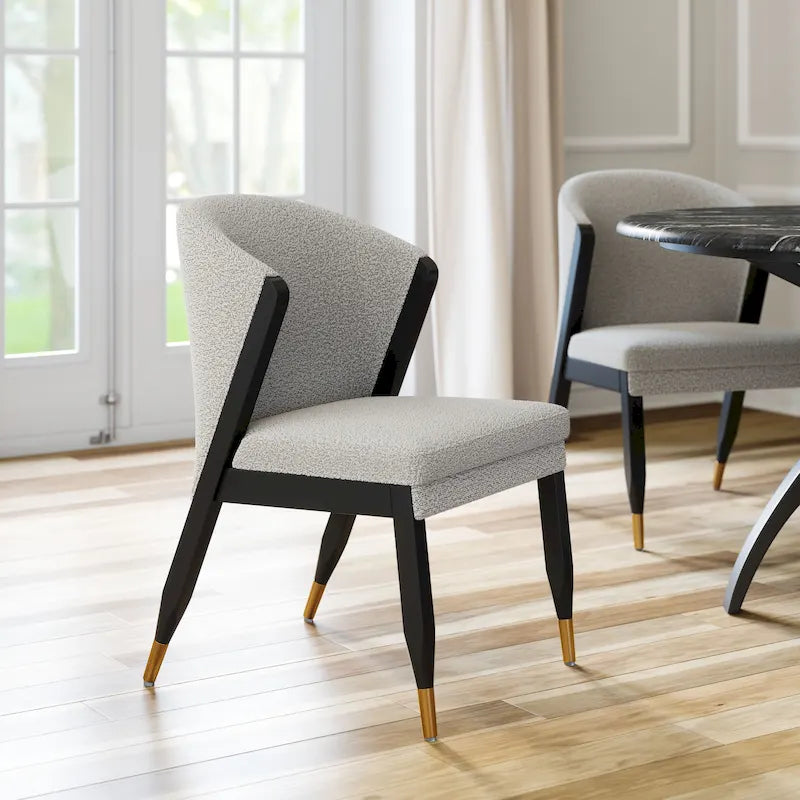 Silla de comedor gris niebla, tapizada, asiento individual