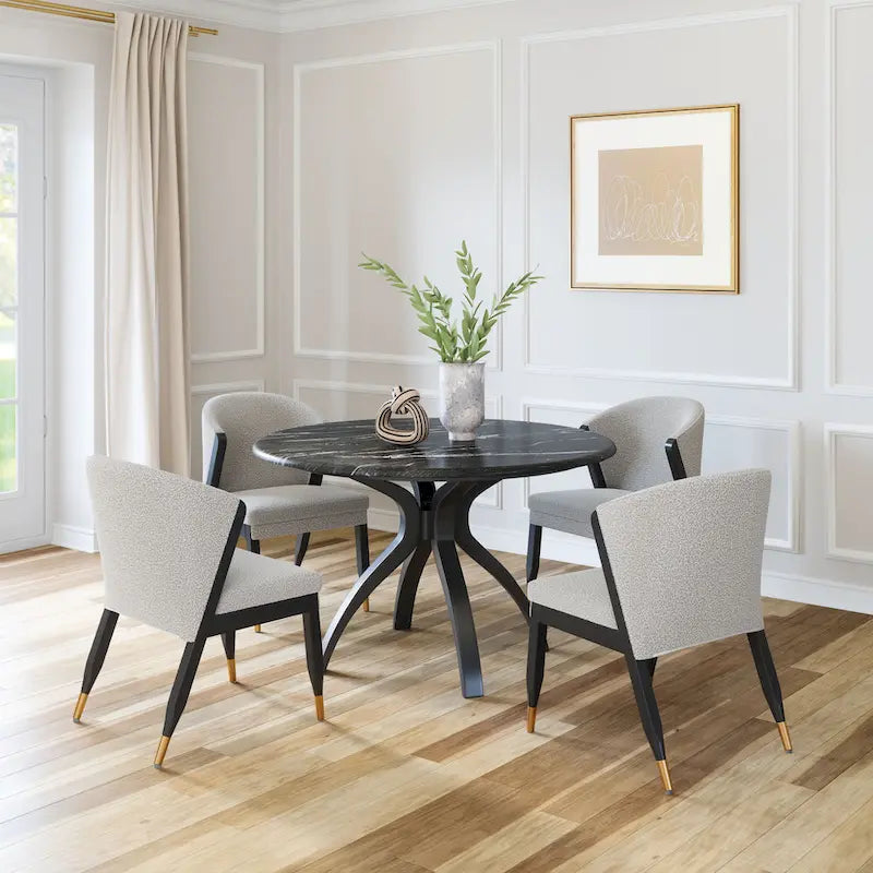 Silla de comedor gris niebla, tapizada, asiento individual