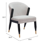 Silla de comedor gris niebla, tapizada, asiento individual