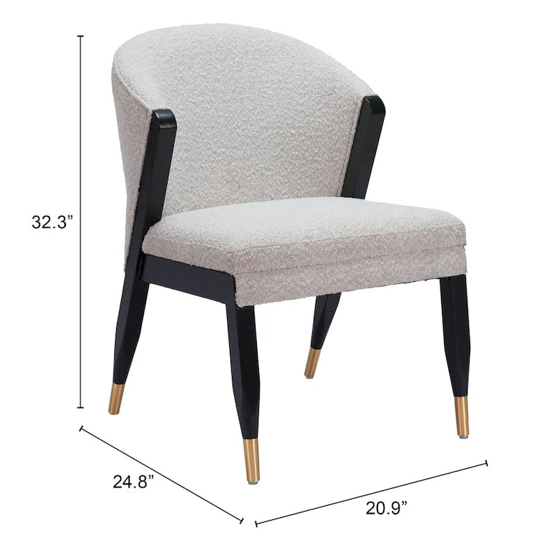 Silla de comedor gris niebla, tapizada, asiento individual