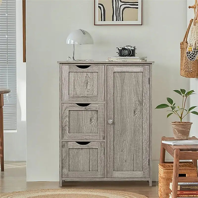 Armario de suelo con puertas de cristal marrón/gris, 2 compartimentos, 1 persona