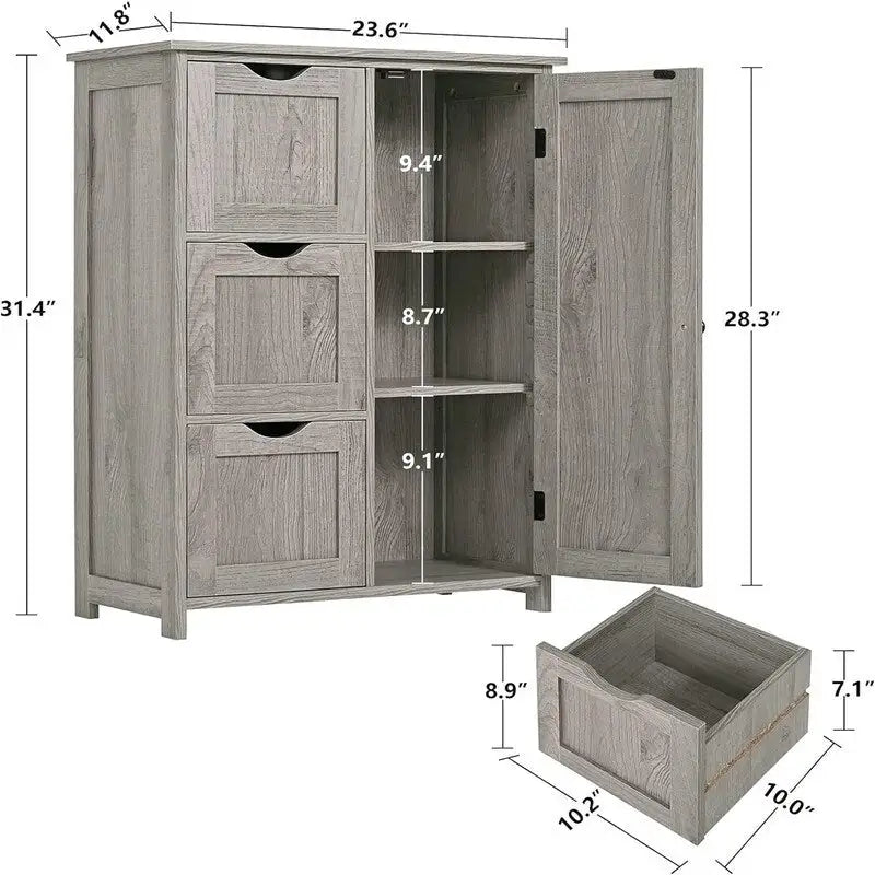 Armario de suelo con puertas de cristal marrón/gris, 2 compartimentos, 1 persona