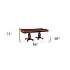 Mesa de comedor de doble pedestal en marrón oscuro, 6 plazas