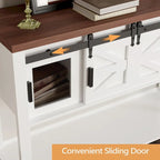 Mueble de barra de café con puerta corredera de granero estilo casa de campo blanca, individual