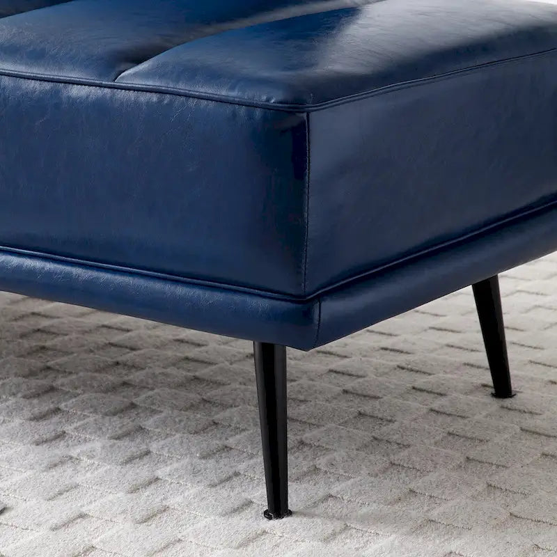 Banco tapizado en cuero sintético azul/verde/gris con bandeja lateral giratoria 360°, patas de metal, 1 asiento