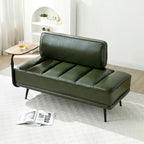 Banco tapizado en cuero sintético azul/verde/gris con bandeja lateral giratoria 360°, patas de metal, 1 asiento