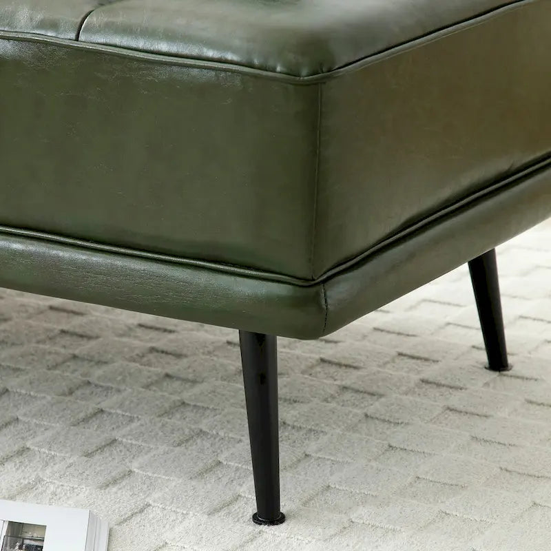 Banco tapizado en cuero sintético azul/verde/gris con bandeja lateral giratoria 360°, patas de metal, 1 asiento