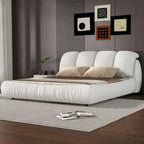 Cama Queen tapizada de terciopelo gris piedra/beige/gris/blanco con cabecera de gran tamaño, para 1 persona